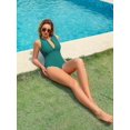 thumbnail image 7 of Asoul Zipper One Piece Ribbed Swimsuits for Womens Tummy Control Scalloped Swimwear Racerback Sport Bathing Suits, 7 of 7
