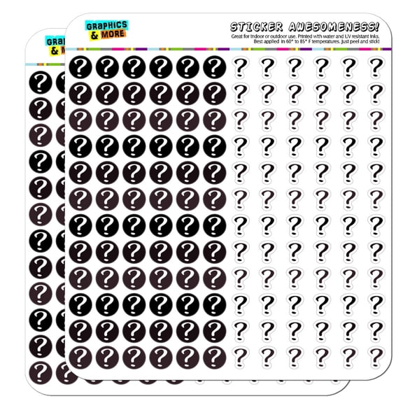 Question Mark Dots Planner Calendar Scrapbooking Crafting Stickers - Black Gray - Opaque