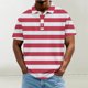 thumbnail image 1 of Blusa y camisa de manga corta con cuello vuelto para hombre, informal, de moda, de color liso, con botones, solapa y hebilla de gancho, camiseta de manga corta de poliéster para hombre., 1 of 5