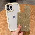 thumbnail image 3 of for iPhone 13 Pro Max Case Bling Glitter Curly Wave Frame Shape Soft TPU Shockproof Cute Phone Case for iPhone 13 Pro Max 6.7 Inch Women Girl Yellow, 3 of 13
