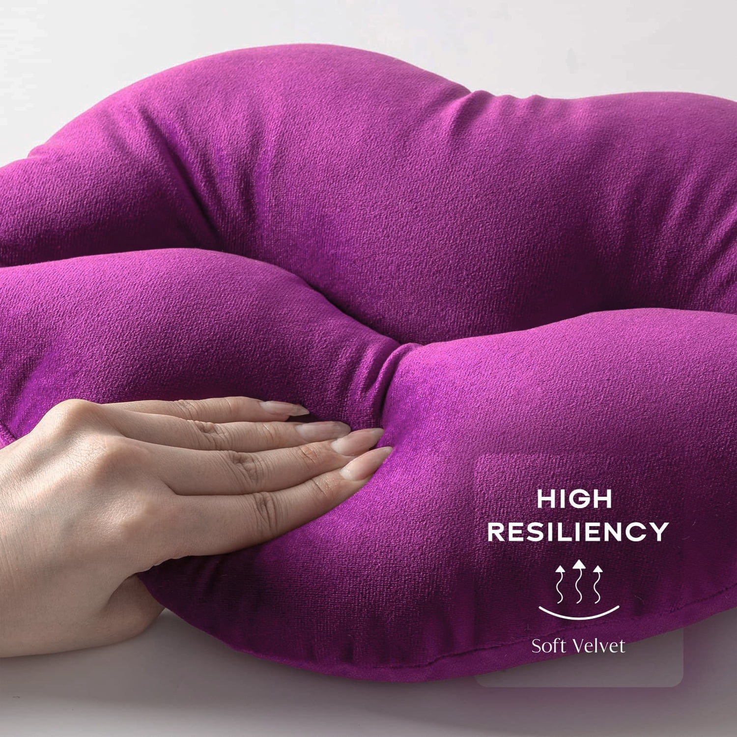 Phantoscope Lips Throw Pillows Smooth Soft Velvet Cushion with Insert Included, Decorative Lumbar Pillow for Couch Bed Living Room, Purple, 24 x 12 Inches
