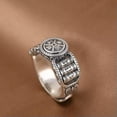 thumbnail image 3 of QQTDFG Vintage Sterling Silver 925 Prayer Wheel of Fortune Mantra Band Ring A3271-8, 3 of 9