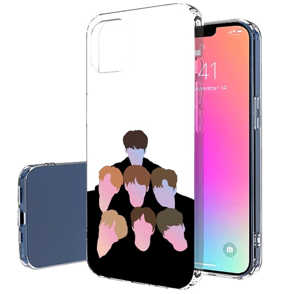 TalkingCase Slim Case for Apple iPhone 14 Pro, Slim Thin Gel Tpu Cover, KPOP Bangtan 8 Print, Light Weight, Flexible, Soft, Anti-Scratch, Printed in USA