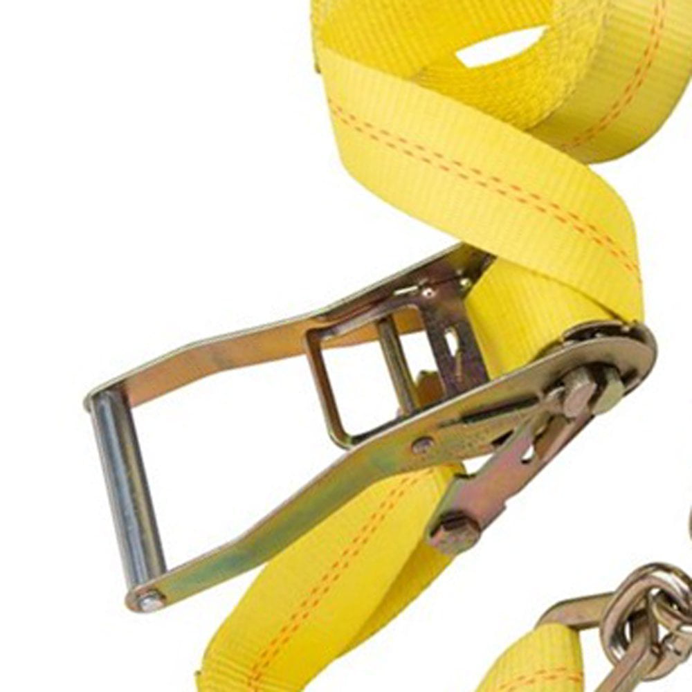 04650 27' x 2 Ratchet Tie-Down with Chain End and Grab Hook Keeper 