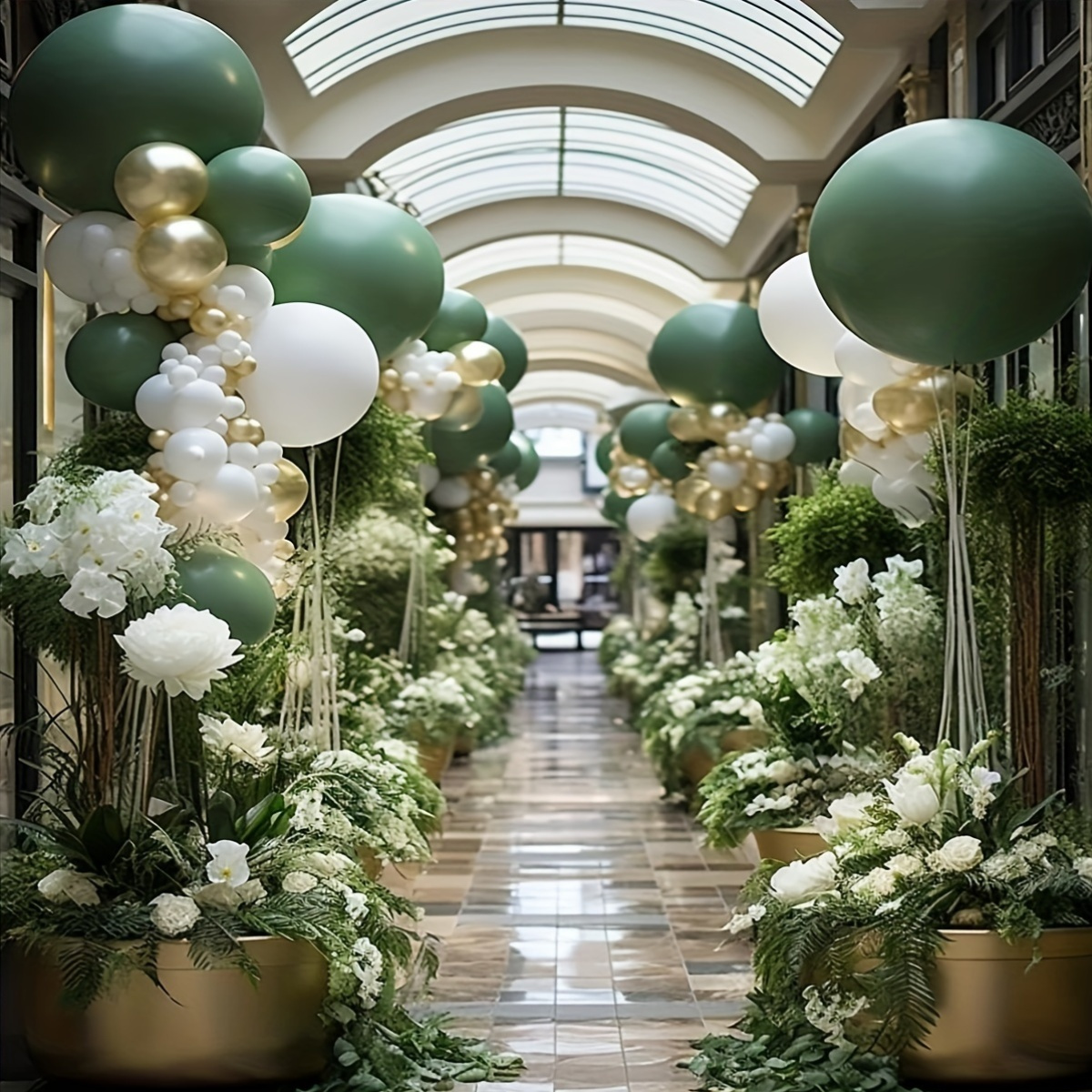 Green White Gold Balloon Garland Arch Kit - 106 Pcs Wedding Birthday Anniversary Party Decor for Indoor Outdoor Events, No Electricity Needed
