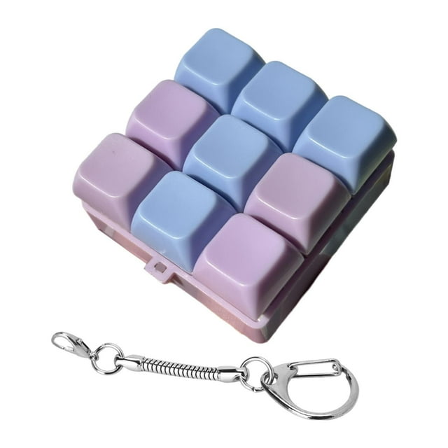 Llavero con teclado Fidget, juguete compacto, accesorios, teclado mecánico Azul púrpura