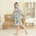 thumbnail image 4 of FORMRS Niños Bathrobe Unisex Hooded Robe Soft Plush Pajamas Sleepwear, Size 2-3T, Beige School, 4 of 7