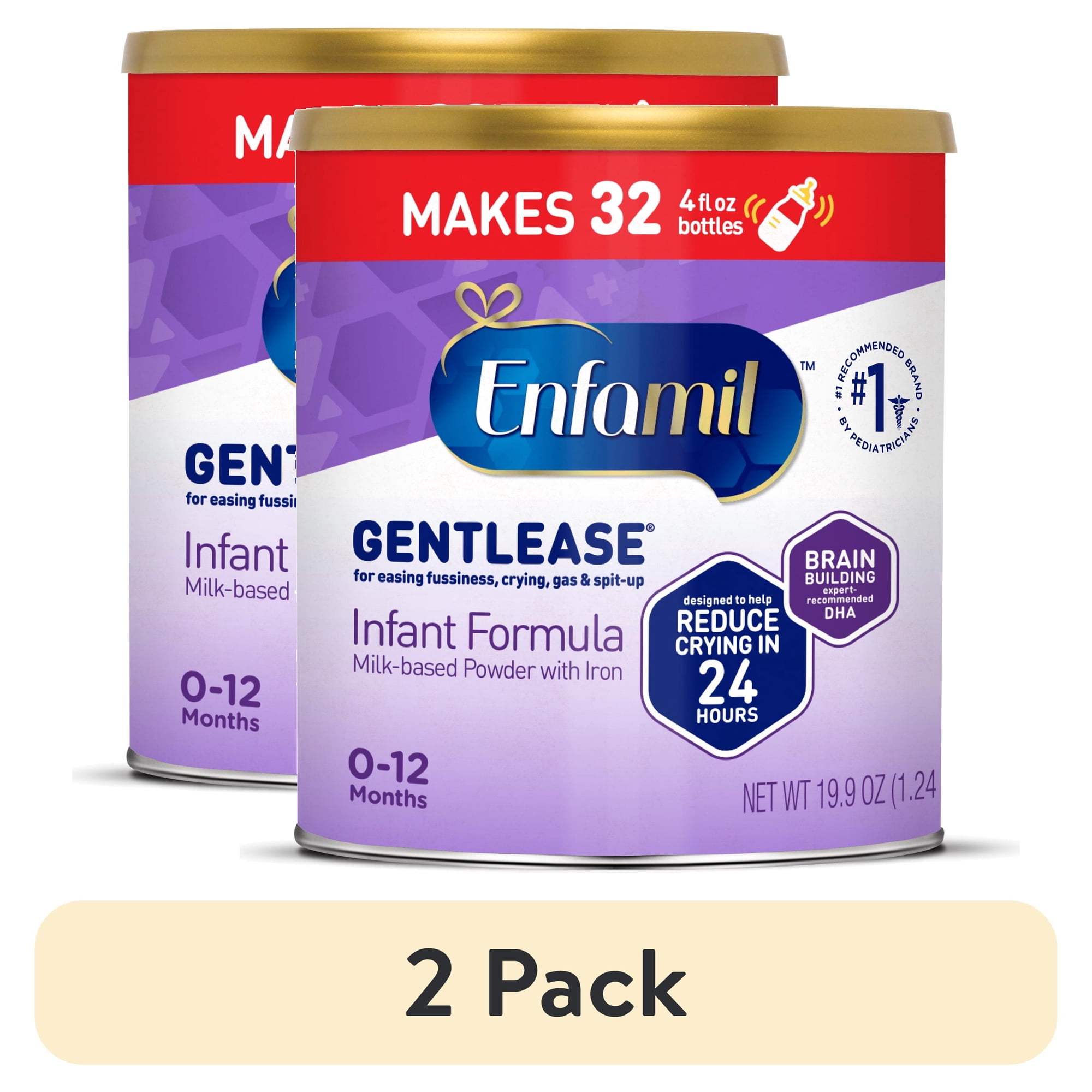 (2 pack) Enfamil Gentlease Easy to Digest Baby Formula for Easing Fussiness, Gas, Spit-up, 19.9 Oz Can