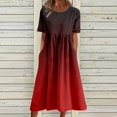 thumbnail image 2 of QIPOPIQ Robes pour Femmes avec Poches Manches Courtes Imprimé Tendance Col Rond Robe Rétro d'Été Robe Longue Offres 2023, 2 of 5