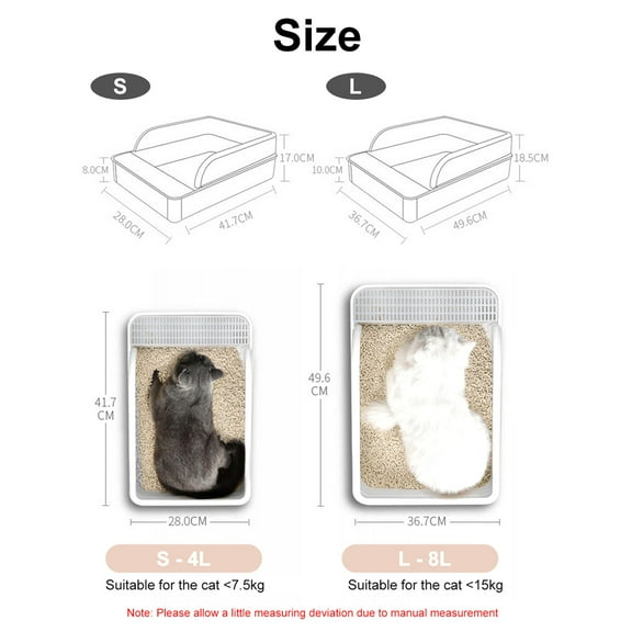Litter Semi-Enclosed Cat Litter Box Detachable Anti- Non-Sticky Kitty Litter Tray Cat Toilet With Litter Scoop