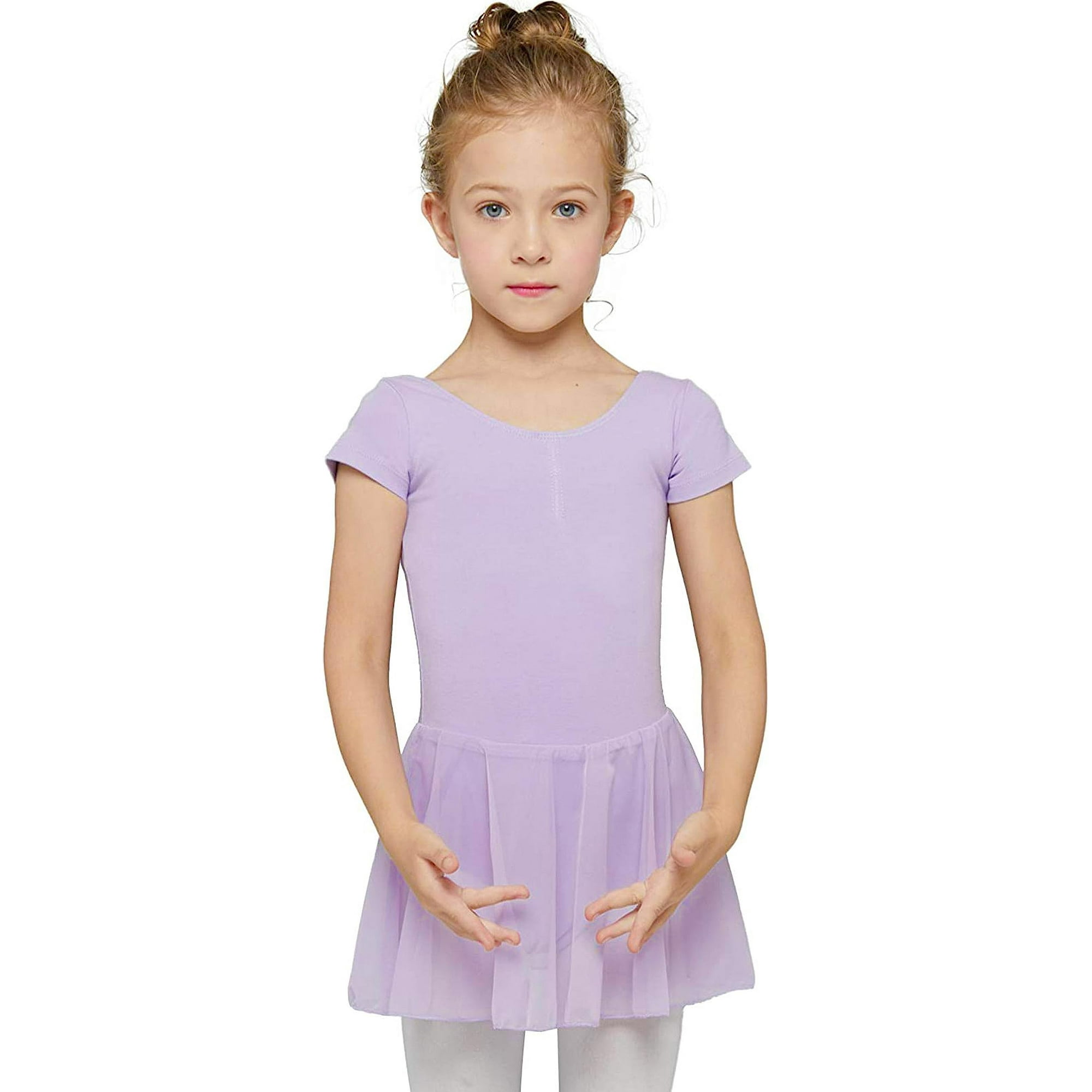 MdnMd Dance Ballet Leotards for Girls Toddler Purple with Tutu Skirt Outfit  Dress (Lavender Purple, Age 4-6 4t,5t)
