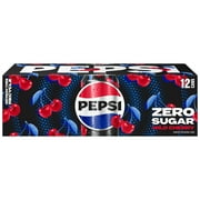 Pepsi Cola Zero Sugar Wild Cherry Soda Pop, 12 fl oz, 12 pack
