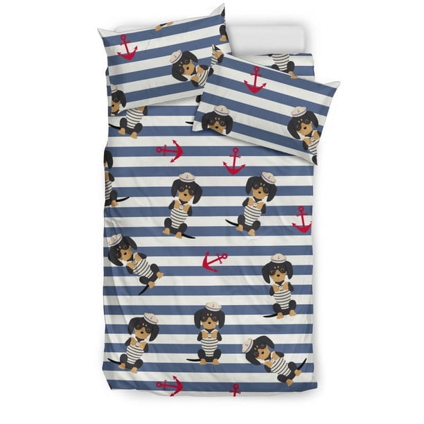 Juego de Cama Perro Salchicha Ancla Azul Marino