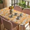 thumbnail image 3 of Spring Botanical Table Cloths for 5 Foot Rectangle Tables, Watercolor Floral Flowers Botanical Yellow Patio Waterproof Elastic Fitted Tablecloths, Washable Rectangular Table Cover for Camping, 3 of 8