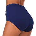 thumbnail image 4 of Pantalon de Bain Plissé à Taille Rayée Unie pour Femmes - Bas de Bikini d'Été de Plage, 4 of 7