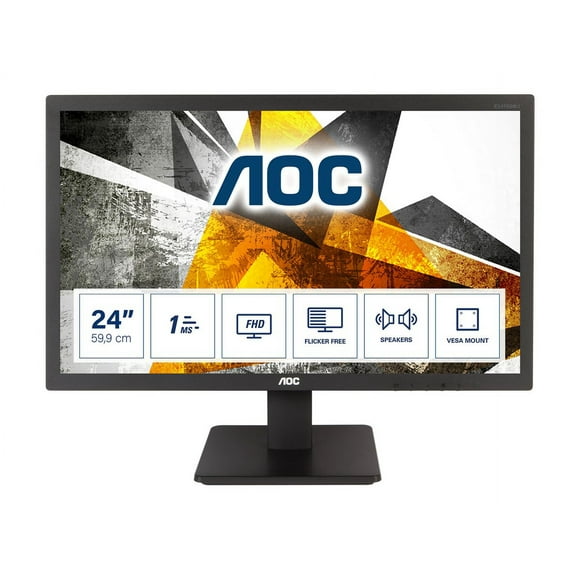 AOC Essential-line E2475SWJ - LED monitor - 24" (23.6" viewable) - 1920 x 1080 Full HD (1080p) @ 60 Hz - TN - 250 cd/m�� - 1000:1 - 1 ms - HDMI, DVI, VGA - speakers - textured black