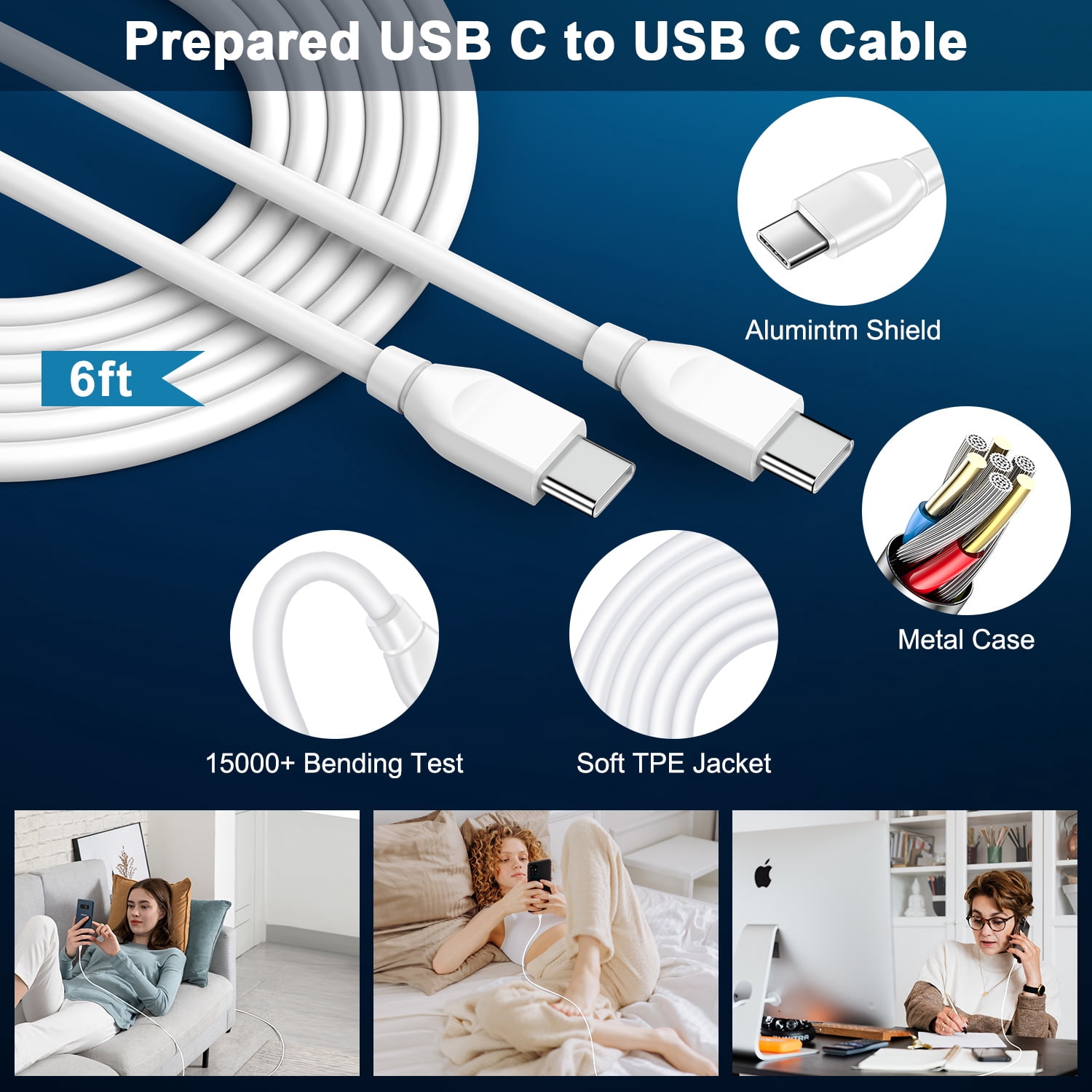 65W Super Fast Charger,ABCPOW Android Phone Charger Block USB C Charging Cable Cord 6ft Type C Charger Cable USB C Charging Block Type C Charger Compatible for Samsung Galaxy S26 S25+ S25 S24 Ultra