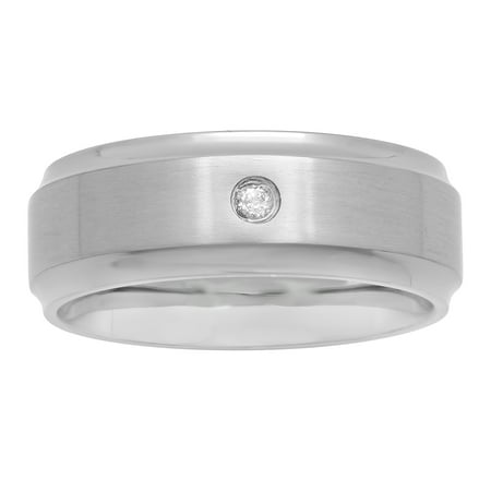 Men's Titanium 8MM Diamond Accent Wedding Band - Mens Ring