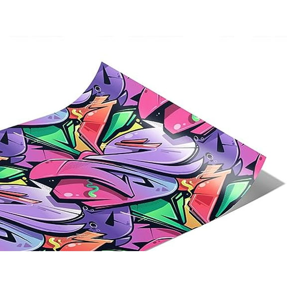 Rwraps Graffiti Twisted Sister Matte Vinyl Film Wrap 59in x 9ft Vinyl Vehicle Car Film Sheet Roll