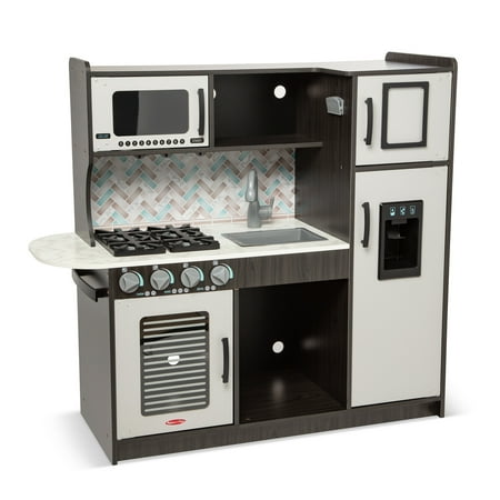 Melissa & Doug Chef's Wooden Pretend Play Kitchen for Kids With “Ice” Cube Dispenser – Charcoal Gray - FSC Certified
