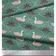 thumbnail image 2 of Soimoi Green Modal Satin Fabric Swan & Moroccan Damask Print Fabric by the Yard 42 Inch Wide, 2 of 5