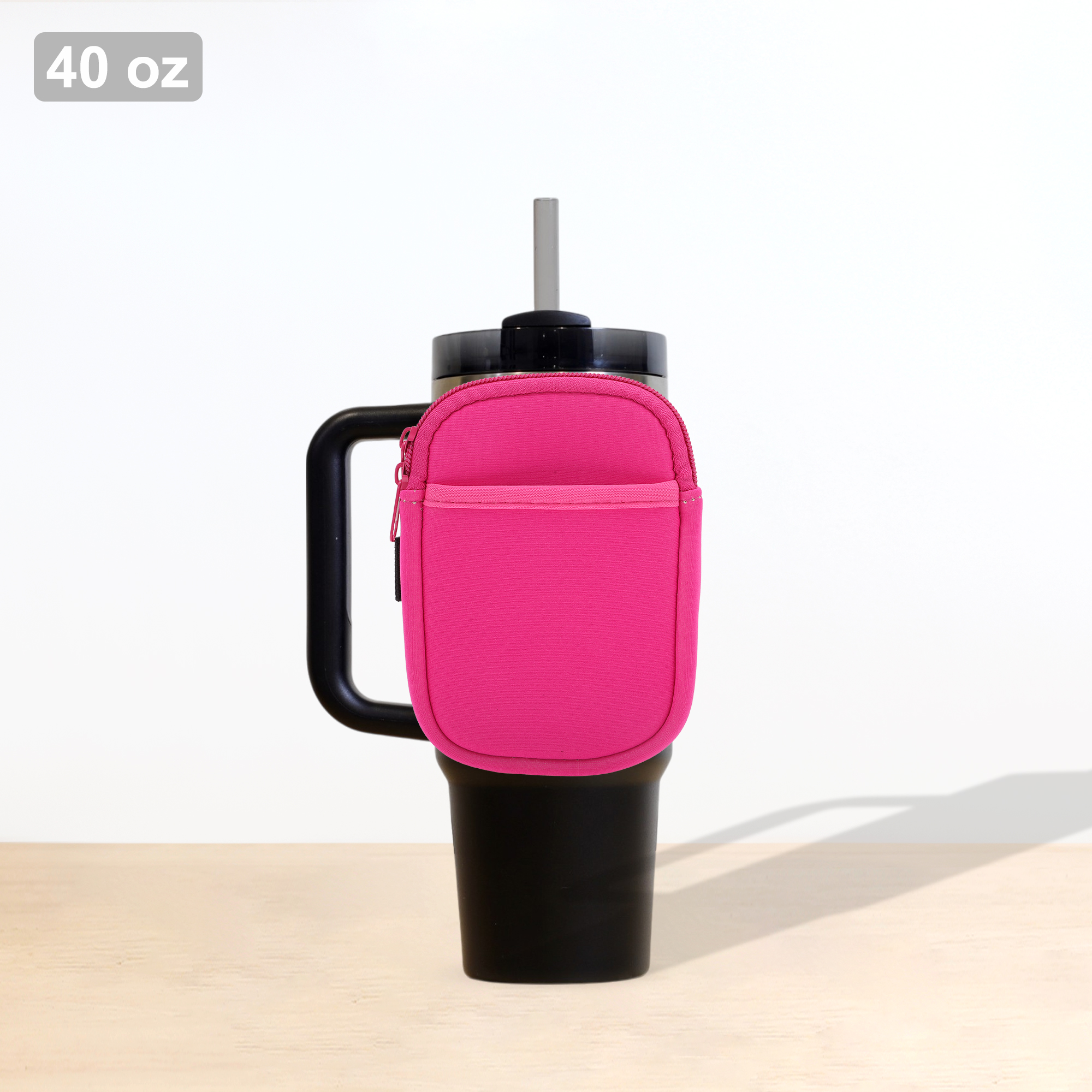 Unique Bargains 1Pc Durable Water Bottle Pouch With 2 Pockets Rose Red