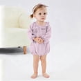 thumbnail image 2 of Niña Bebé Vestido de Manga Larga Estilo de Otoño E Invierno Sudadera Del Niño con Botón Delantero Y Cuello Redondo, Lindo Pantalones Cortos Sólidos Romper para Niños Y Niñas, Suave Bebé Manga Larga R, 2 of 6