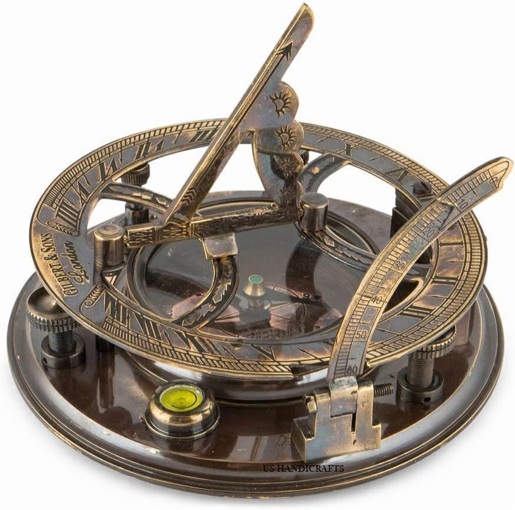 5 Inch Perfectly Calibrated Large Sundial Compass with Wooden Box