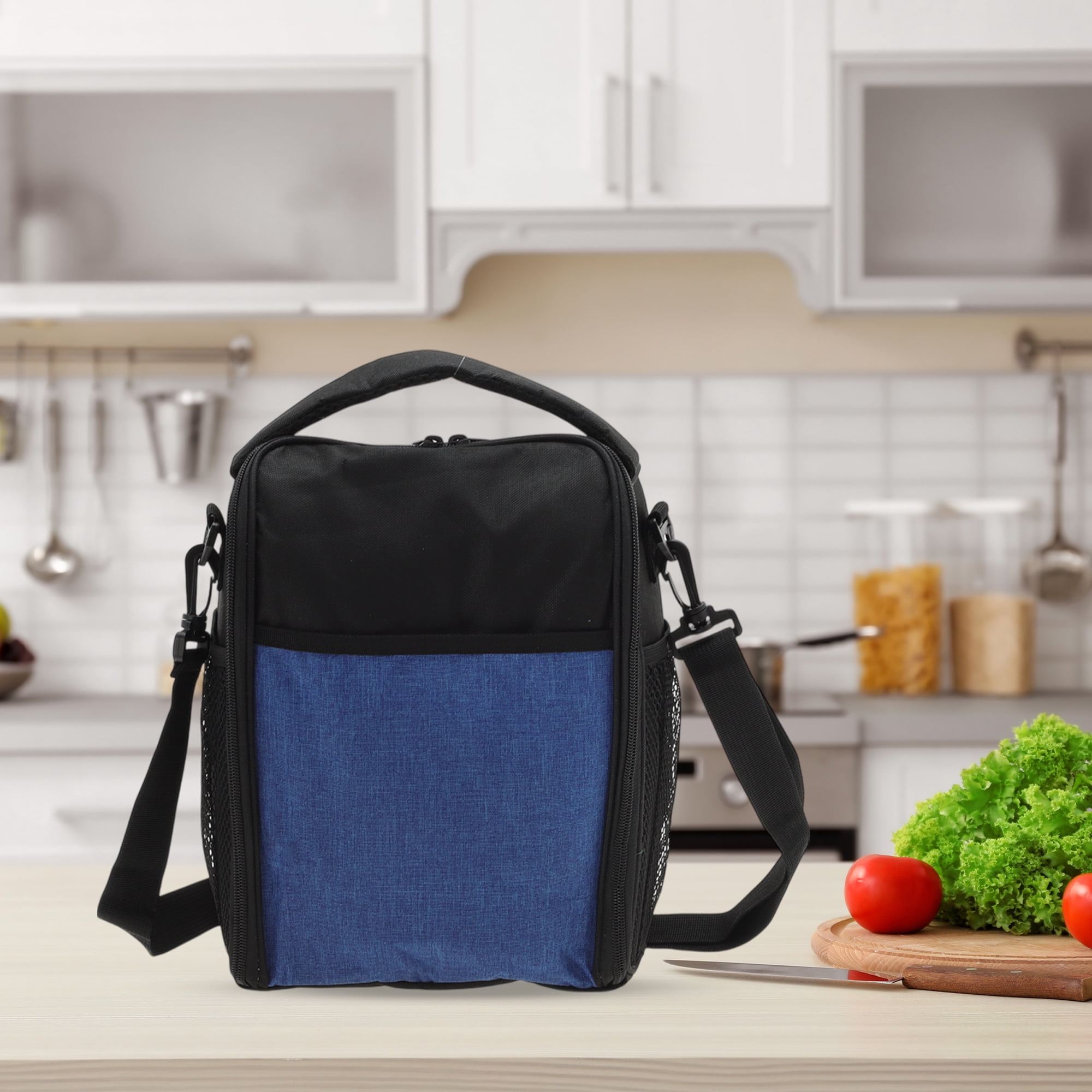 Unique Bargains Thickened Lunch Bag 1 Pc Blue, Black