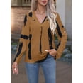 thumbnail image 4 of European and American Abstract Art Printed Shirt Women'S Long Sleeved Shirt Women'S Clothing Khaki S, 4 of 6