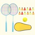thumbnail image 3 of Handle Long Badminton Rackets Kids Badminton Set Training Tool Parent-Child Interactive Rackets (Lake Blue, Suitable for Kids 8-12 Year Old, 12pcs Badminton), 3 of 5