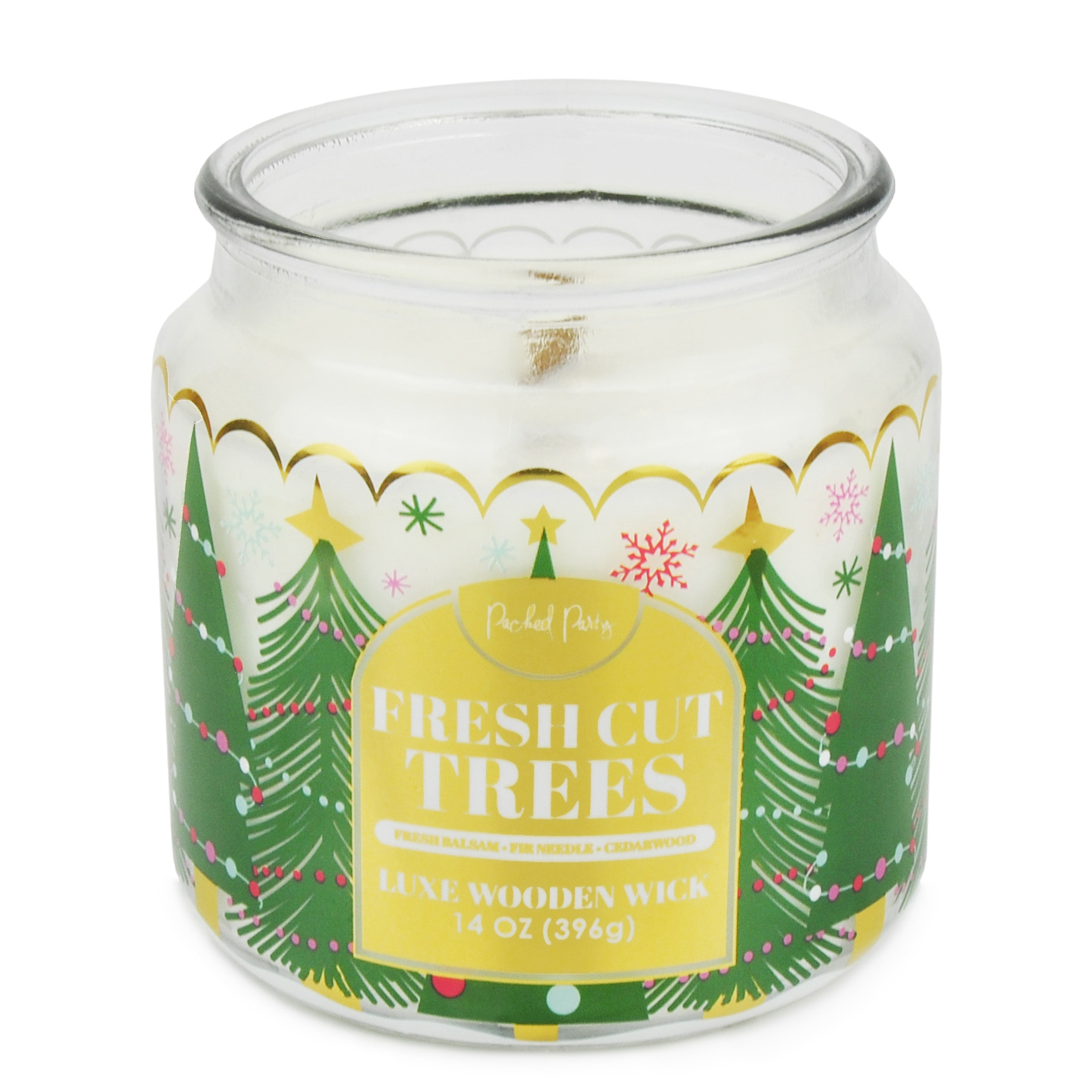 Packed Party Fresh Cut Trees Candle with Wood Wick, 14-Ounce