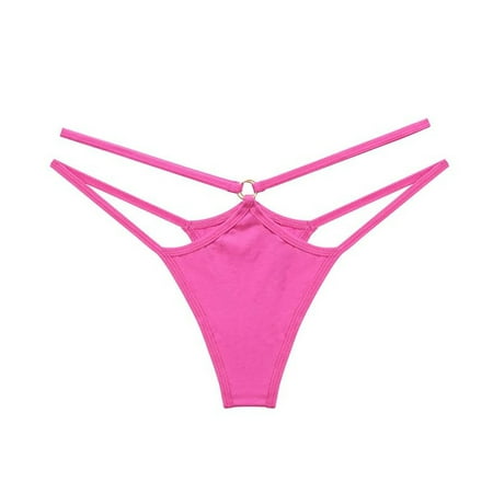 

BIZIZA Women s Thongs Sexy Strappy Seamless Cut Out Underwear Low Rise Panty Hot Pink S