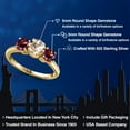 thumbnail image 2 of Gem Stone King 18K Yellow Gold Plated Silver Peach Morganite and Red Rhodolite Garnet Engagement Ring for Women | 1.80 Cttw | Round 6MM | Gemstone October Birthstone | Size 8, 2 of 6