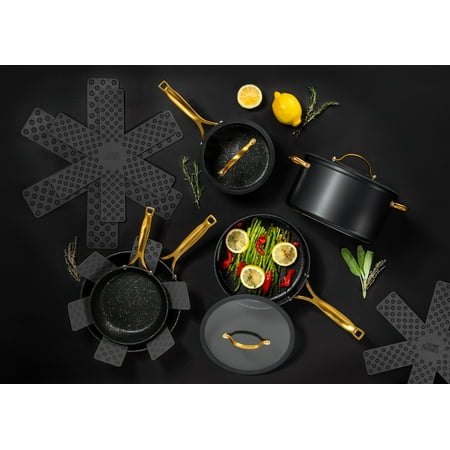 Thyme & Table,12 Piece Cookware Set, Black and Gold Speckled - Walmart.com - Walmart.com