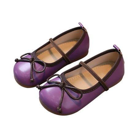 LIZENG Girls Shoes Children Shoes Non Slip Soft Sole Leather Shoes Bowknot Single Shoes for Toddler Kids Children