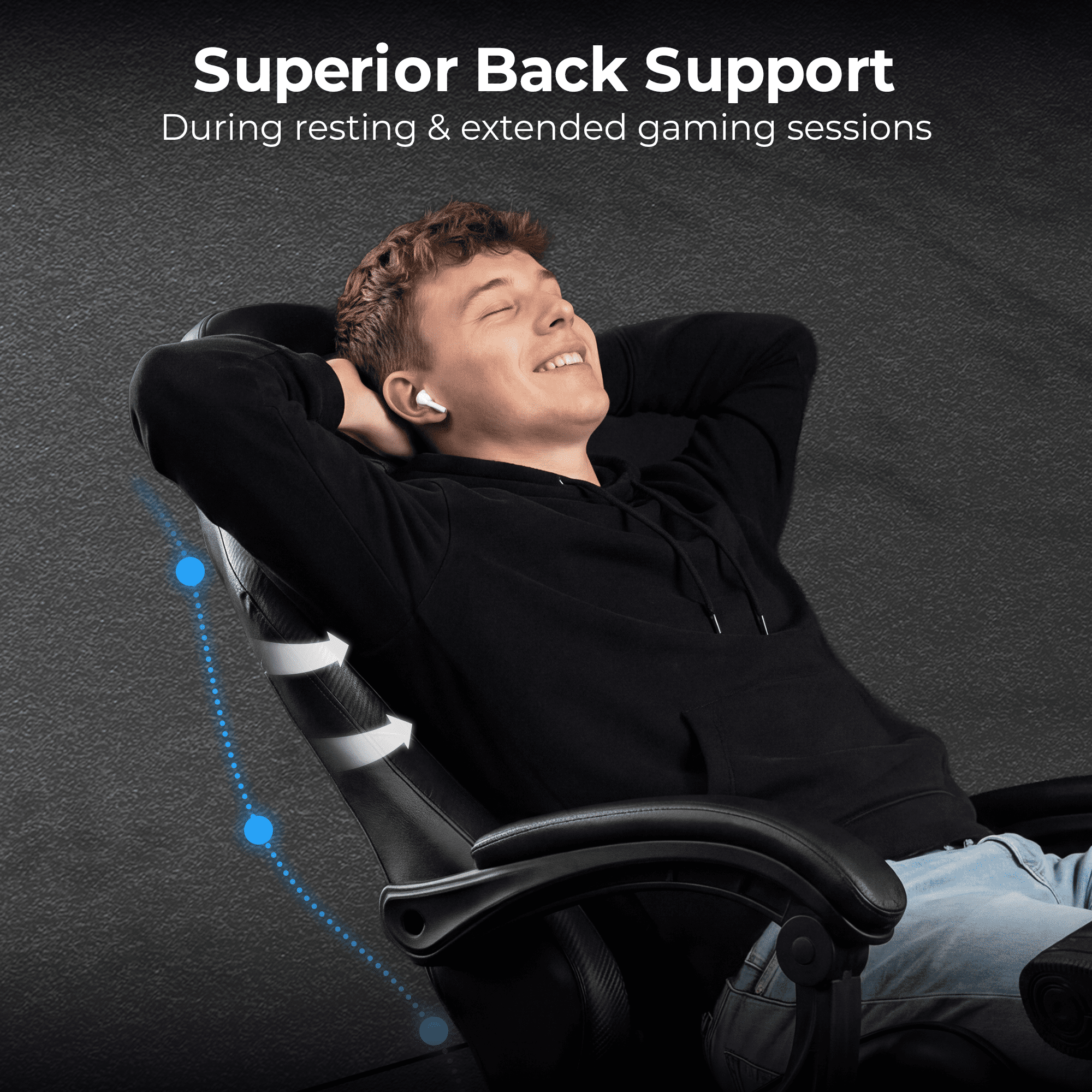 NEO CHAIR Video Gaming Chair with Footrest High Back Ergonomic Comfortable Office Computer Desk with Lumbar Support Height Adjustable with PU Leather Recliner for Adults Women Men (Black)