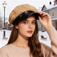 thumbnail image 2 of XIAOCHA Womens Mixed Newsboy Cap Solid Curved Brim Casual Hangout Newsboy Hats,Brown, 2 of 4