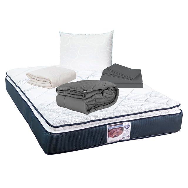 Colchón Individual Spring Air Mónaco + Almohada Osos + Sábanas Basic + Protector Spring Air + Edredón Homy