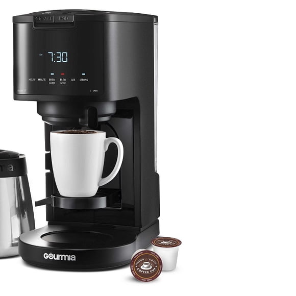 Refurbished The SteelStone Group, LLC GCM2218 Gourmia 2-in-1 Single-Serve, K-Cup Pod Compatible + 12-Cup Coffee Maker, with Thermal Carafe