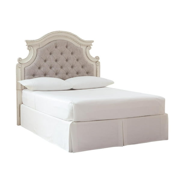 Queen upholstered headboard is elegantly luxurious, is not it? signature design by ashley realyn chipped white full upholstered panel headboard