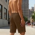 thumbnail image 6 of JUUYY Mens Shorts Casual Elastic Waist Drawstring Straight Roll-Up Hem Shorts Loose Lightweight Summer Beach Shorts with Pocket Brown S, 6 of 6