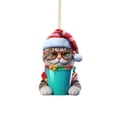 thumbnail image 3 of CoreLiving Mini Cat Ornaments, Cat Christmas Ornaments, Small Cat Ornaments Acrylic Cartoon Decoration with Santa Hat in Cup, Cute Holiday Decor for Christmas Tree Gifts for Children Girls, 3 of 7