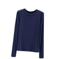 thumbnail image 2 of Abomasnow Women's Soft Comfy Pajama Tops Scoop Neck Long Sleeve Sleep Tee Shirt Solid Color Ladies Lounge Tops, 2 of 5