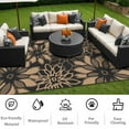 thumbnail image 6 of KUETH 9'x12' Outdoor Rug Waterproof Plastic Reversible Floral Patio Camping Outside Carpet,Black Brown, 6 of 6