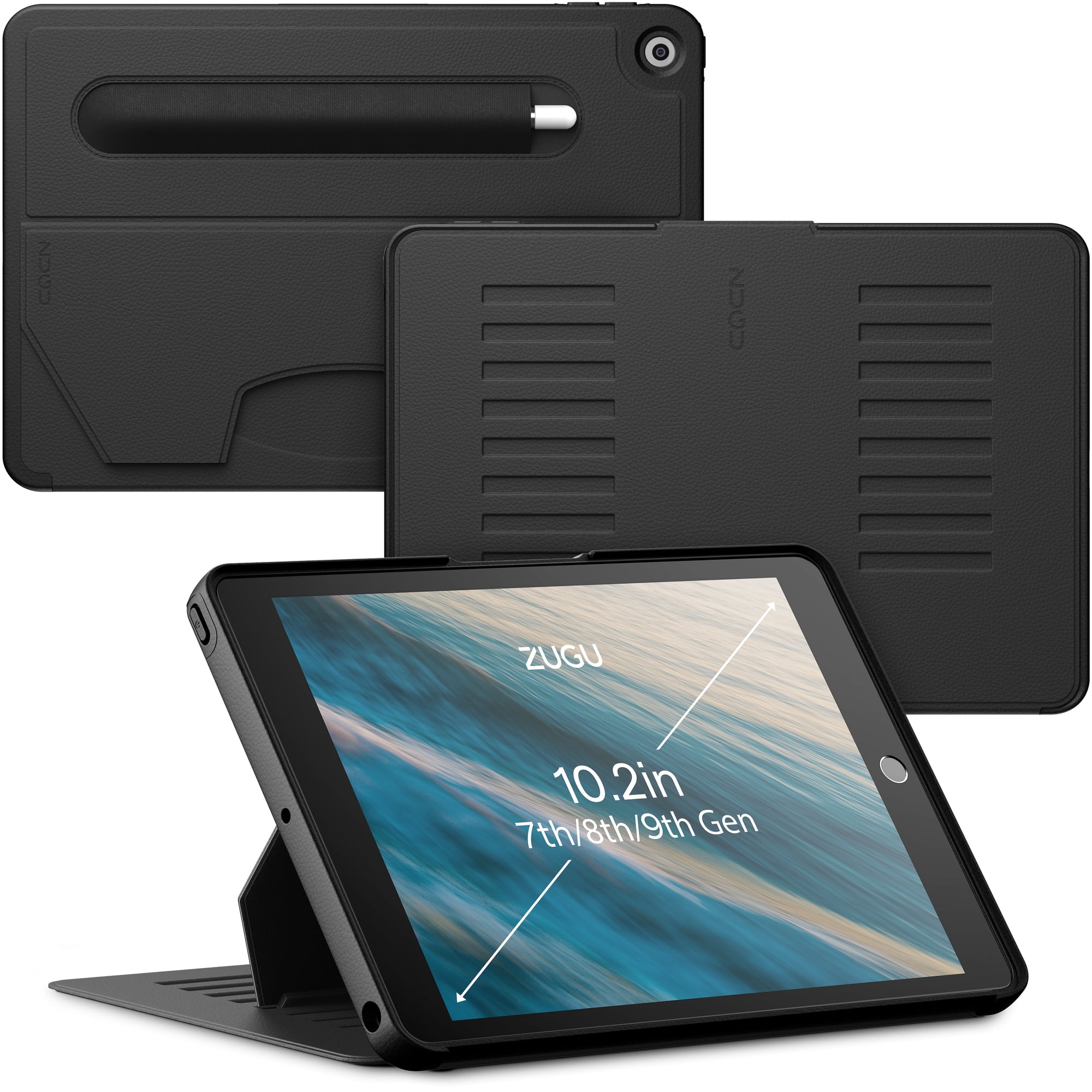 ZUGU CASE for iPad 10.2 Inch 7th/8th/9th Gen (2021/2020/2019) Sleep/Wake Cover (Model #s A2197/A2198/A2200/A2270â/A2428/A2429/A2430â/A2602/A2603/A2604/A2605) Stealth Black