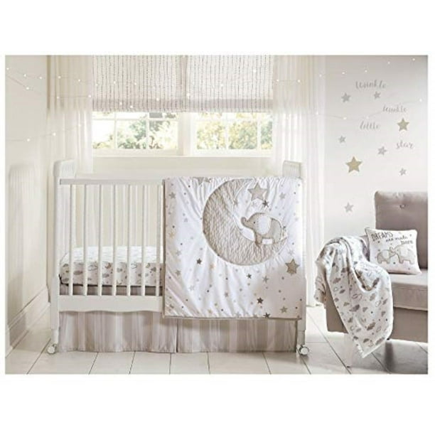 Wendy Bellissimo 4pc Nursery Bedding Baby Crib Bedding Set Elephant Crib Bedding in Grey Walmart