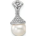 thumbnail image 3 of 14K White Gold Polished Diamond and Pearl Chain Slide Material Primary - Fashionable Timeless Opulent A classic choice for celebrating love and achievement, 3 of 4