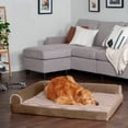 thumbnail image 5 of FurHaven Wave Fur & Velvet Memory Foam Deluxe L-Chaise Pet Bed for Dogs & Cats - Brownstone, Jumbo, 5 of 12