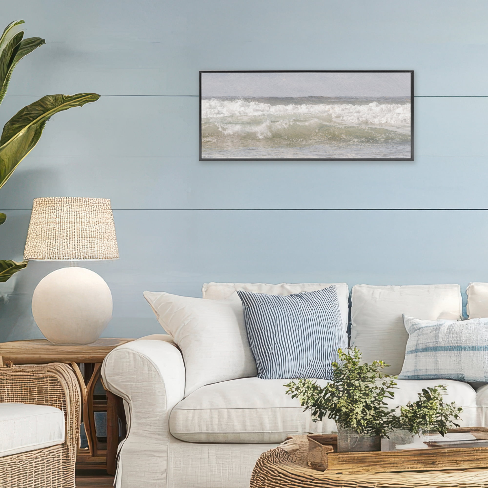 Stupell Industries Panoramic Breaking Waves Black Framed Giclee Art, design by Melissa McClain